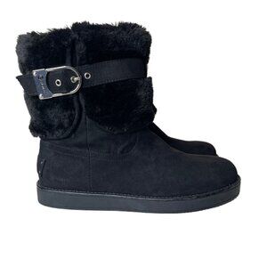 G by Guess Aussie Faux Fur Black Booties Size 7